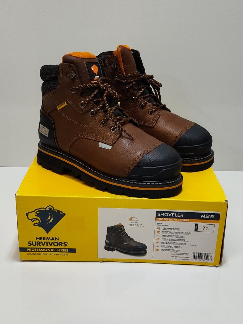 Herman Survivors Shoveler Mens Work Boots 7.5 Waterproof Leather Steel Toe NIB